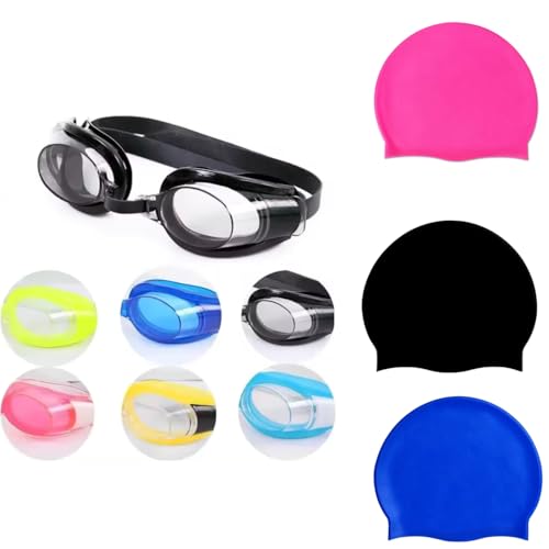 Kit Natação Óculos E Touca Silicone Adulto e Juvenil