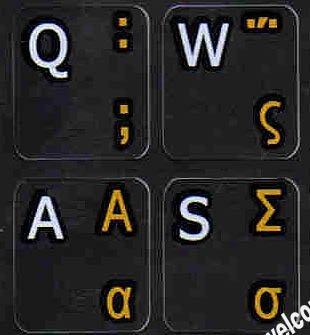 Calcomanías de teclado griego-inglés negras opacas para laptops miniatura 1