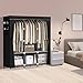 LOKEME Wardrobe Closet,Portable Closet for Bedroom Steel Pipe Diameter 19mm Strong and Sturdy Black Portable Closets for Hanging Clothes with 3 Hanging rods, 6 Storage Shelves and Side Pockets