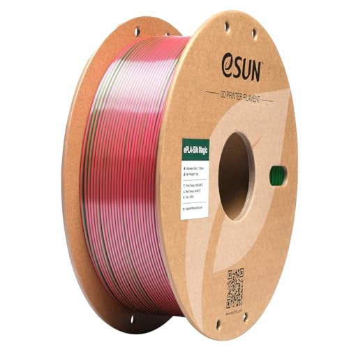 Image of eSUN Silk Magic PLA Filament 1.75mm, Shiny Silk Dual Color Co Extrusion 3D Printer Filament, 1KG (2.2 LBS) Spool 3D Printing Color Change Filament for 3D Printers, Red Green