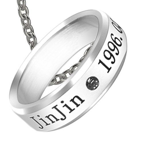 NationInFashion Jinjin Astro Kpop Titanium Birthday Ring Necklace with Chain