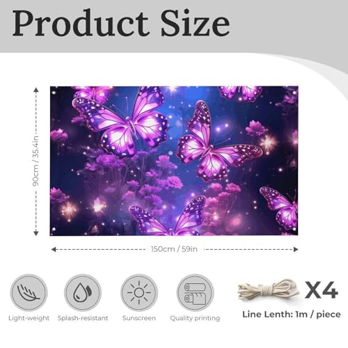 Drapeau de jardin saisonnier imprimé papillon en tissu violet durable - 3