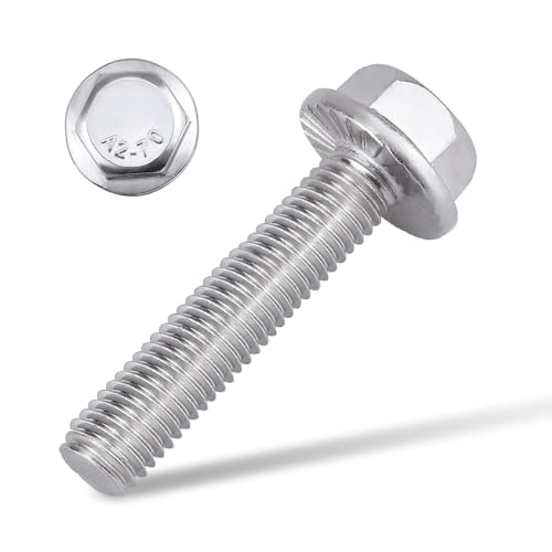 Image of 5 /16-18 x 1-3 /4 inch Flanged Hex Head Bolts Screws, 304 Stainless Steel 18-8, Full Thread, Coarse Thread, 10 PCS
