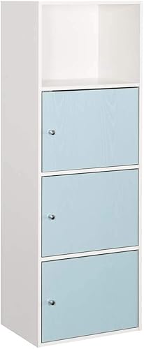 Convenience Concepts Xtra Storage - Armario de 3 puertas con estante, color blanco y azul espuma marina