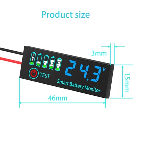 4-Pack Blue LED Battery Voltage Tester Module, 7-55V DC Battery Capacity Monitor for Lithium/LiFePO4/Lead-Acid, Customizable Voltage, Backlight Timer by Euogeudel - Image 4