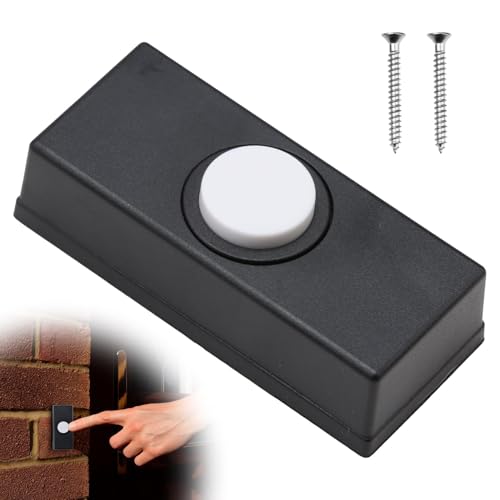 Wired Door Bell Push Button 2 Wire 240V 0.5A Doorbell Switch Button Replacement, Wall Mounted Weatherproof Plastic Button Fits Most Doorbell Chimes for Home Garage Warehouse (Black)