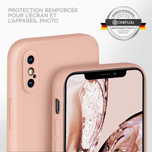 Coque silicone rose mat avec bords surélevés et double couche OneFlow
