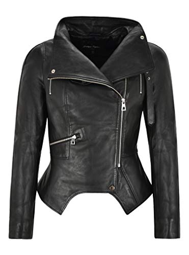 Veste en cuir véritable Jennifer pour femme un blouson chic noir élégant