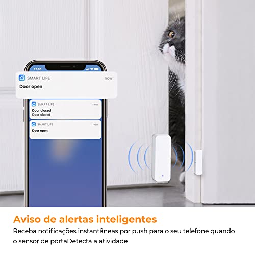 Sensor De Abertura Inteligente De Porta Janela Wifi, 4PCS Smart Detector de Aberto/Fechado Janela, N