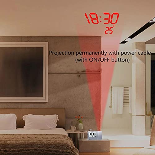 Reloj de proyección digital para mañanas tranquilas con alarma LED plata 5