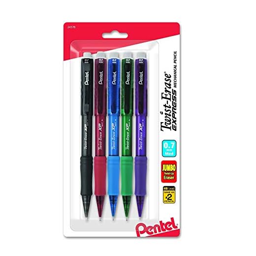 Twist-Erase EXPRESS Mechanical Pencil (0.7mm) Assorted Barrel Colors, 5-Pk