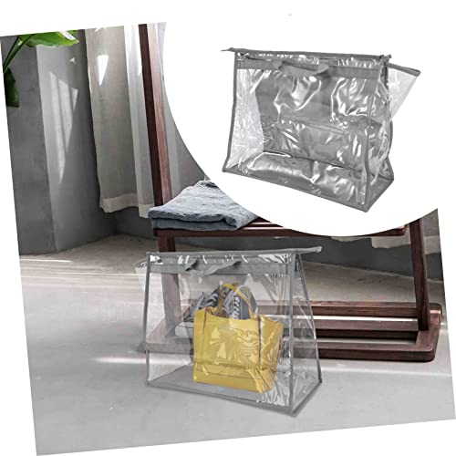 1pc Wardrobe Hanging Bag Storage Tote Pvc Garment Bag Closet Storage Pouch Grey3