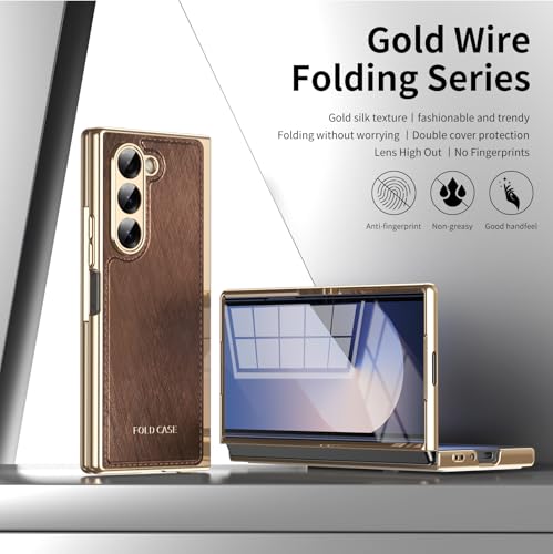 Étui pour Galaxy Z Fold6 marron housse antichoc avec stylet protection écran