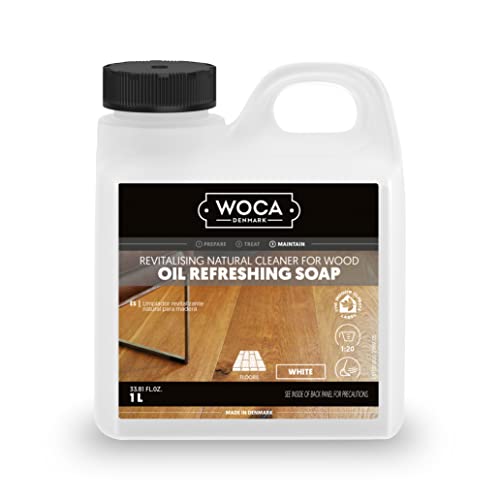 WOCA Denmark Oil Refreshing Soap White 1L – Cleaner & Rejuvenator for White Oiled Wood Floors | Plant-Based, Food Contact Safe | Cleans, Re-oils, Protects & Maintains Matte Finish | Low VOC