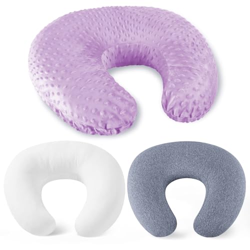 Image of NiSleep Nursing Pillow for Breastfeeding and Bottle Feeding Pillow, Support for Mom and Baby, with 2 Removable Machine Washable Cover, Ergonomic Breastfeeding Pillow (Purple)