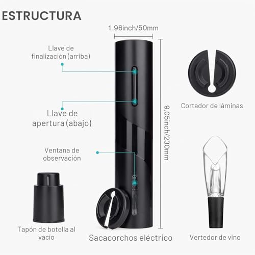 Miniatura 3 de Sacacorchos Eléctrico Portátil Mafiti Md700 Abridor Eléctrico De Botellas De Vino Ideal Para Reuniones Familiares, Bares Y Regalos 1 Pack