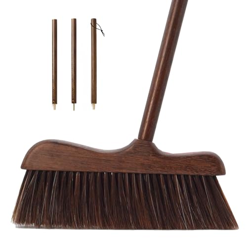NBGYTECH Wood Broom with Long Handle Soft Bristle Sweeper Broom Indoor Hand Brooms for Home Kitchen Office Pet Hair Removal