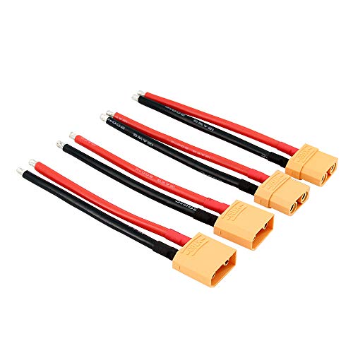 2 pares conector XT90 macho y hembra cable silicona 10cm