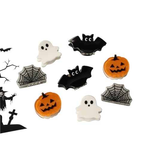 Mini Halloween Hair Claw Clips for Girls Pumpkin Ghost Bat Spider Web Designs Hair Clips Cute Halloween Hair Accessories