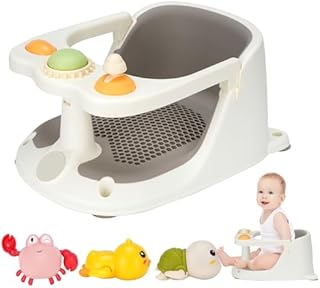 Baby-Badewannensitz ab 6 Monaten, Kinderbadewanne, rutschfest, mit Spielzeug