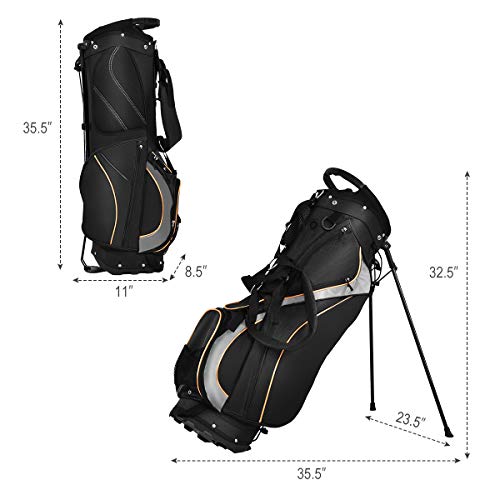 Tangkula Golf Stand Bag With 8 Way Divider, Portable Golf Bag With Waterproof Wear-Resistant Durable Fabric, Easy Carry Space Saving Women's Men's Golf Bag, Black #TOP4