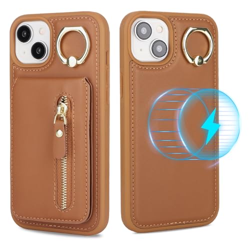 Étui pour iPhone 14 Plus Havaya portefeuille amovible en cuir marron idéal pour vos sorties
