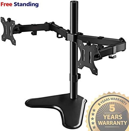 IMtKotW Dual LCD Monitor Stand, Free-Standing Desk VESA Mount, Full Motion Height Adjustable, Fits Two 13”-32” Screens Hold up to 17.6lbs per Arm