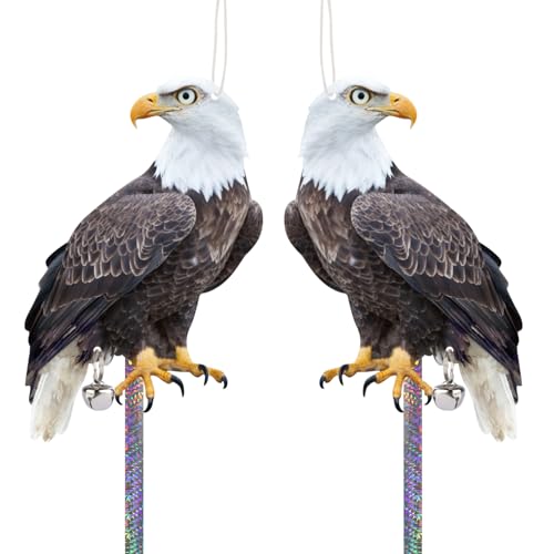 2PCS Plastic Hawk to Scare Pigeon Away from Porch Fake Hawk to Scare Woodpecker Squirrel Garden Owl Decor with Reflective Tape Flat Hanging Hawks to Keep Pigeon Away from Balcony Patio Roof