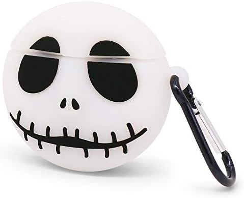 YONOCOSTA Cute Airpods Case, Airpods 2 Case, Cool Funny Noctilucent White Skull Shaped Full Protection Shockproof Soft Silicone Charging Case Cover Skin with Keychain for Airpods 1&2