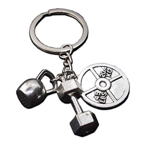 Seraphis Keyring for men with Mini Kettlebell Dumbell and Weight Plate Cover