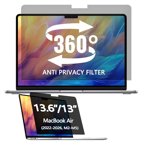 Image of 360 Privacy Screen Protector for MacBook Air 13.6 /13 Inch (2022-2026, M2, M3,M4,M5), Privacy Screen Filter for MacBook Air 13.6 Inch, Anti-Spy /Anti Fingerprint /Anti Blue Light /Anti Glare