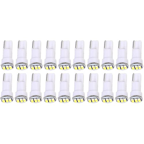 cciyu 20x T5 17 74 73 3-3014SMD Instrument Gauge Dash Indicator LED Light Bulbs (White)