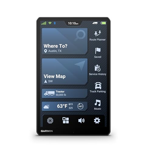Image of Garmin dēzl OTR1020, Extra-Large High-Res 10 inch GPS Truck Navigator, Custom Truck Routing, Satellite Imagery, Wind Speed, Community-Shared Loading Docks, Dual-Orientation Display, Renewed