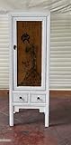 Massivholz Kunibert Antiker Chinesischer Schrank Schrank Tibet Asiatika Asien Kabinetschrank 1-türig China Breite45xHöhe131cm weiß