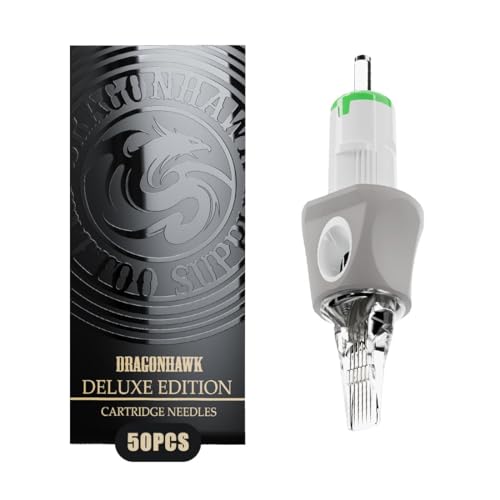 Dragonhawk Glide Extra Smooth Tattoo Needles Cartridges, 50 Count Mixed Sizes, Designed for a Close, Powerful Hit (#10 RL+#12 RL+#12 RM +#12 M1)