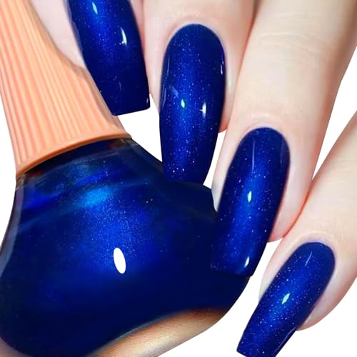 COSMOO Royal Blue Nail Polish 12ml, Shimmer Quick Dry...