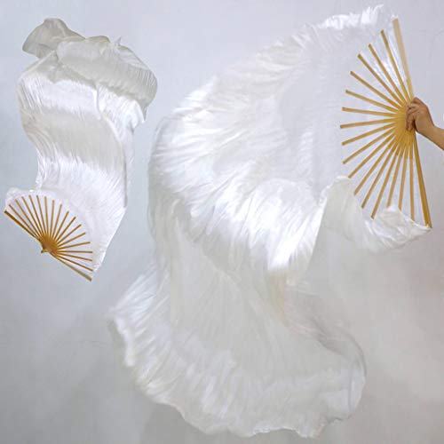 Chiwanji 2Pack Belly Dance Long Silk Fan Veil