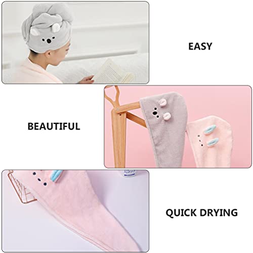 Beaupretty 2Pcs Cabelo Seco Chapéu Animal Dos Desenhos Animados Coral de Absorção de Secagem Rápida