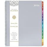 2019 Monthly Planner - 2019 Planner with TABS & Pocket & Label, Contacts and Passwords, Thick Paper, Twin-Wire Binding, 8.5