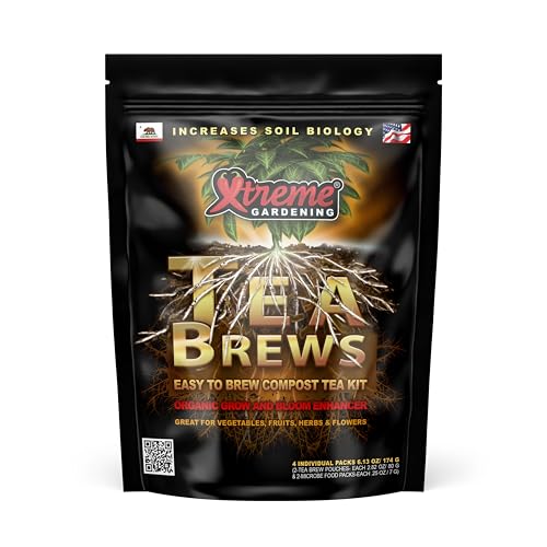 Xtreme Gardening Xtreme Tea Brews Compost Tea Kit 2-Pack 80g Pouches Each Brews 5 Gallons Bloom Booster & Yield Booster with Worm Castings & Microbe Food Pack Works with Any Fertilizer Program