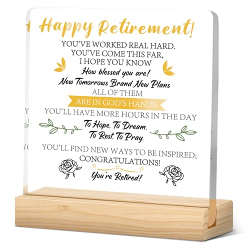 Image of Retirement Gifts for Women /Men, Happy Acrylic Retirement Gifts,Happiness Gag Gift for Retirees-Retire Gift for Retired Cadre Worker Coworker Teacher Nurse Boss
