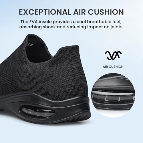 Women's Walking Shoes Cushion Non Slip Tennis Shoes Running Workout Gym Nurse Sports Athletic Lightweight Breathable Fashion Sneakers Comfortable Zapatos para Mujer Black Size 8 by YHOON - Used condition - Image 5