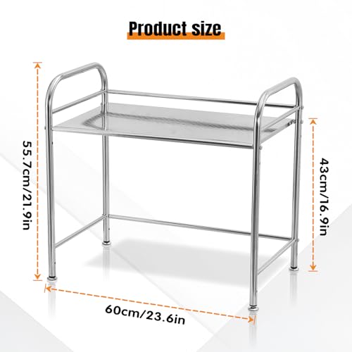 TAO ONE Edelstahl Mikrowellenregal | Stabiles Küchenregal mit Verstärkten Rohren | Platzsparendes Gestell für Backofen, Toaster & Heißluftfritteuse