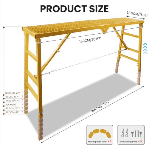 image for Noliven Foldable Scaffolding Platform, 70.8x15.2x36.2-62 Inch Portable