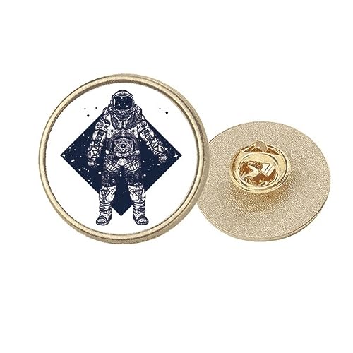 Broche ronde astronaute univers étoiles en métal doré, accessoire mode art taille M