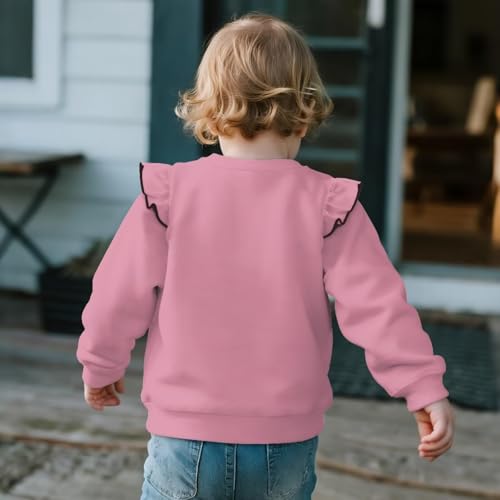 Casual Round Neck Sweatshirt for Toddler Girls 3-8 Loose Comfortable Fall Winter Sports Tops with Ruffle Sleeves4