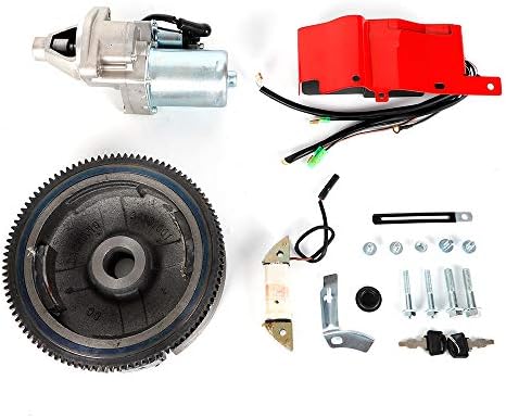 Electric Starter Motor Kit Fits for Honda GX390 13HP GX340 11HP Engine Flywheel Starter Charge Ignition Coil Switch, Predator 212 Electric Start Kit, Electric Start Kit Flywheel Switch Ignition Kit