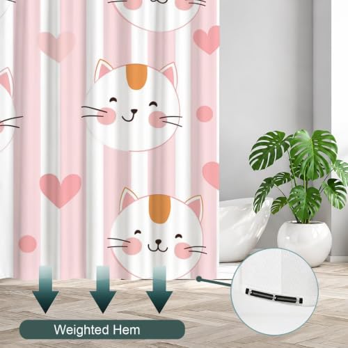 Rideau de baignoire imperméable polyester 120x180 lavable avec crochets rideaux douche chat