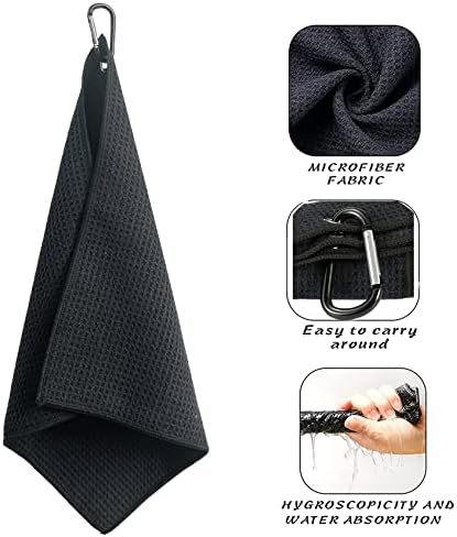 Geeorzo Golf Accessories, Retractable Golf Club Brush, Foldable Golf Divot Repair Tool, Microfiber Golf Towel for Golf Bags with Clip