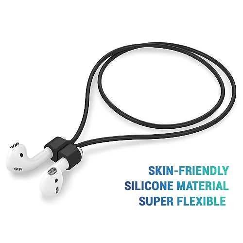 Image of LIRAMARK Magnetic Anti-Lost Strap Silicone Rope Wire Cable Connector String for AirPods Pro /Aipods Pro 2 / Airpods 1,2&3 / Boat /Realme /Jbl /Redmi /Oppo Enco Earbuds (Black)